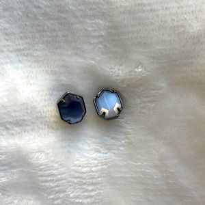 Logan Stud Earrings Kendra Scott Gun Metal with Slate Cats Eye Stone